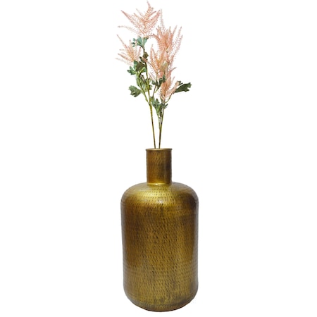 Uniquewise Antique Gold Metal Floor Flower Bottle Shape Vase for Entryway, Living Room or Dining Room QI004248